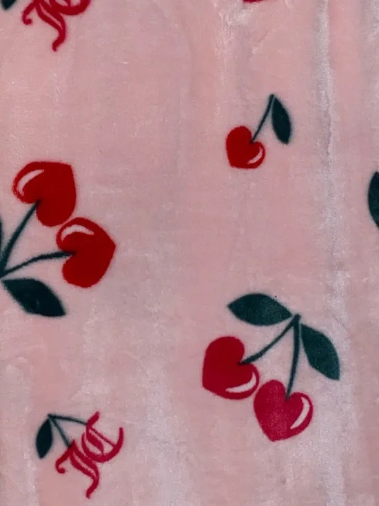Juicy Couture Cherry Hearts Pink Plush Throw Blanket - Picture 2 of 5